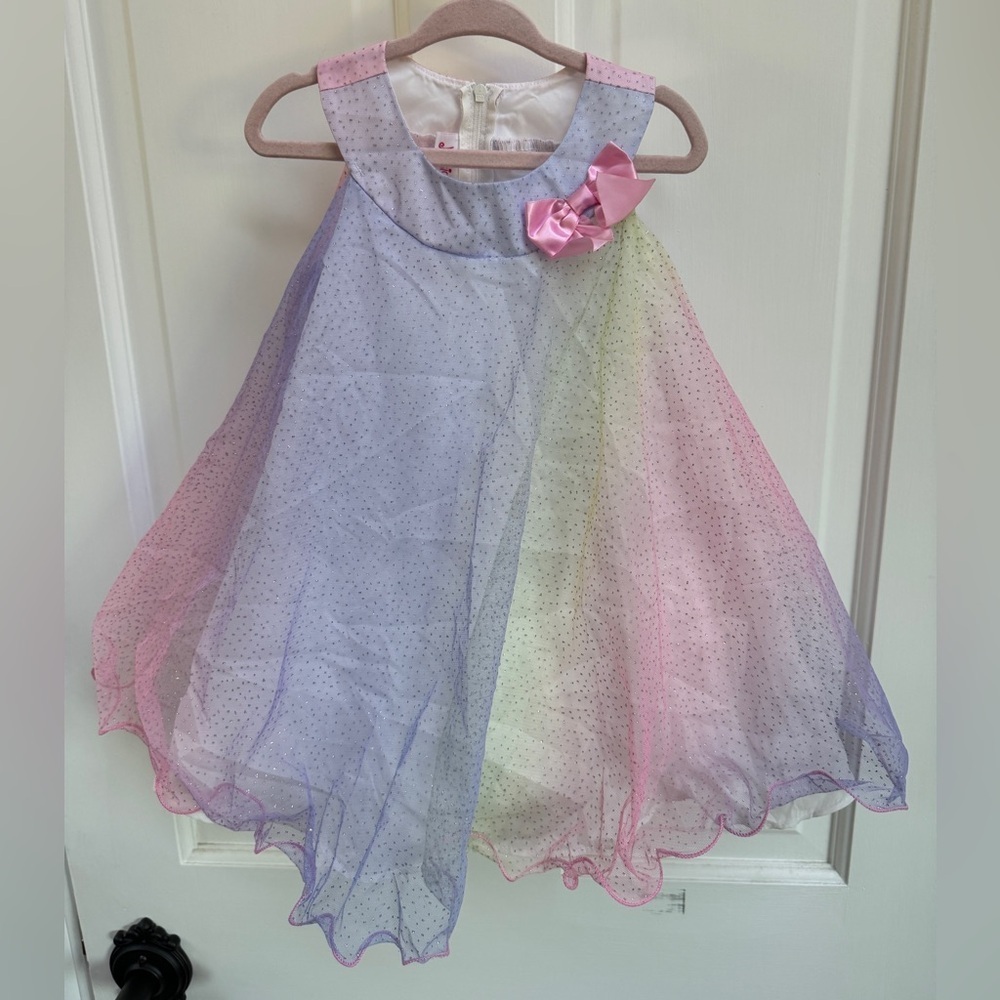 NWOT Jessica Ann 2T Purple, Yellow, Pink Girls Flowy Girls Formal Tank Top Dress